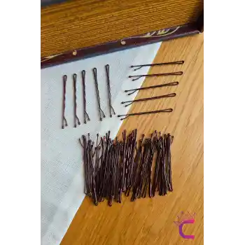 50li Bakır Renk Tel Toka 5cm - Yumuşak Uçlu Acıtmaz Kadın Tel Saç Tokası