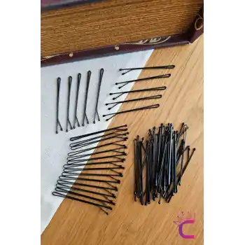 50li Dayanıklı Siyah Kalın Tel Toka 5.5 cm - Yumuşak Uçlu Acıtmaz Kadın Tel Saç Tokası