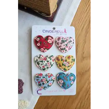 6lı Çiçekli Kalpli Saçsız Bebek Tokası - Hediyelik Kız Bebek Az Saçlı Yenidoğan Çıtçıtlı Toka Seti