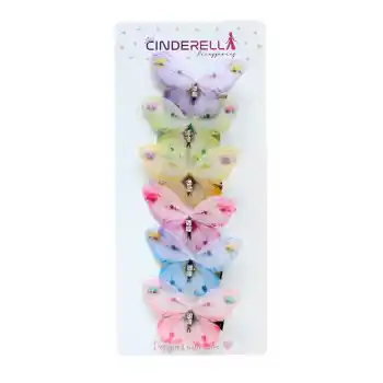 6lı Hareketli Kelebek Toka Seti Renkli Gerçekçi Kumaş - Zirkon Taşlı Kelebekli Toka Pens Saç Tokası