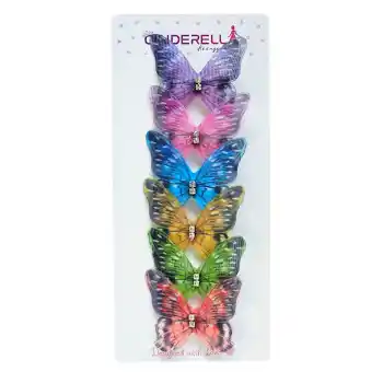 6lı Renkli Hareketli Kelebek Toka Seti - Tül Kanatlı Taşlı Kelebekli Toka Pens Klips Saç Tokası