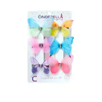 6lı Renkli Kelebek Toka Gerçekçi Kumaş - Tül Kanatlı Hareketli Kelebekli Saç Tokası