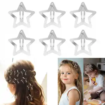 6lı Yıldız Çıt Çıt Toka Gümüş - Yıldızlı Çıtçıt Toka Metal - Y2k Star Yıldız Çıtçıtlı Toka
