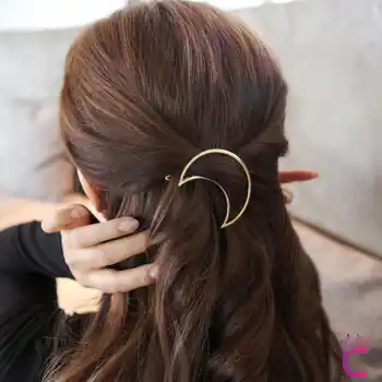 Ay Tasarım Gold Metal Kıstırmalı Toka 6 cm - Zarif Klipsli Yan Saç Tokası