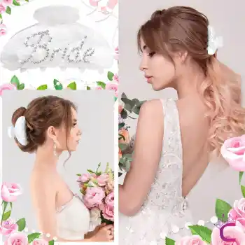 Bride To Be Beyaz Sedefli İşlemeli Taşlı Gelin Tokası 10cm - Bekarlığa Veda Partisi Nedime Hediyelik