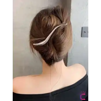 Dekoratif S Tasarım Büyük Boy Pens Saç Tokası Gümüş Metal 13cm - Kadın Klipsli Yan Toka Topuz Tokası