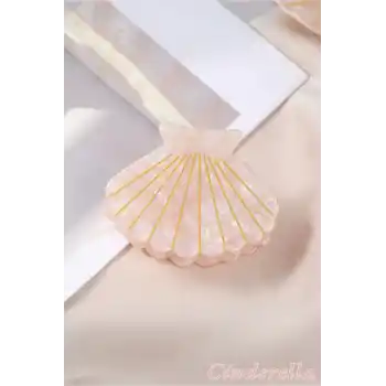 Deniz Kabuğu Model Orta Boy Asetat Mandal Toka 6.5cm - Trend Kadın Mandallı Saç Topuz Tokası Model-4