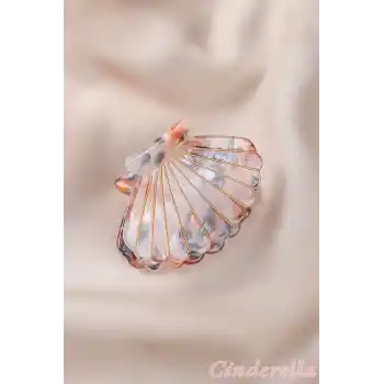 Deniz Kabuğu Model Orta Boy Asetat Mandal Toka 6.5cm - Trend Kadın Mandallı Saç Topuz Tokası Model-5