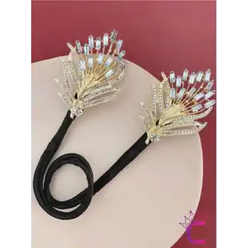 Elegance Gold Kristal Taşlı Kadın Kolay Telli Topuz Tokası - Özel Gün Düğün Söz Davet Balo Aksesuar