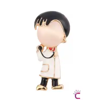 Erkek Doktor Broş - Hediyelik Takı Aksesuar Charm Çanta Süsü Ceket Yaka İğnesi Rozeti Meslek Broşu