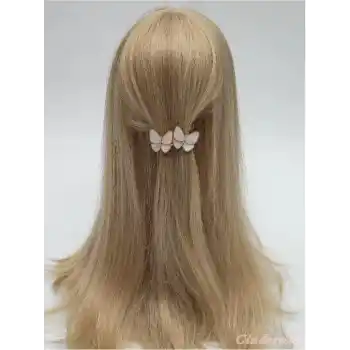 Fransız Sedef Kelebek Tasarım Kristal Taşlı Otomatik Klipsli Toka - Kadın Trend Saç Topuz Tokası