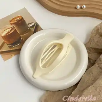 Fransız Stil Balık Sırtı Kadın Saç Topuz Tokası Krem - Güçlü Tutan Kavisli Klips Pens Toka