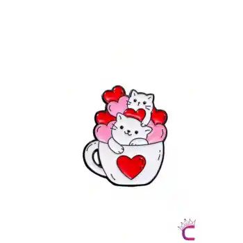 Full of Love Sevimli Kalpli Kedi Pin Broş - Hediyelik Aşk Sevgili Arkadaş Çanta Şapka Süsü Rozeti