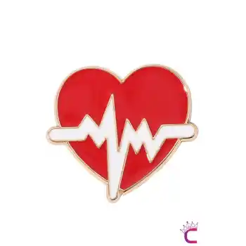 Kalp Atışı Pin Broş - Sağlıkçı Takı Aksesuar Charm Çanta Süsü Ceket Yaka İğnesi Rozeti Meslek Broşu