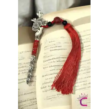 Kitap Ayıracı Tasarım Çiçekli Püsküllü Metal Saç Topuz Tokası 13cm Kız Arkadaş Sevgili Kadına Hediye