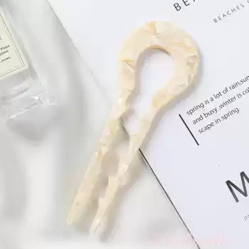 Krem Sarısı Model France-Handmade Kemik Topuz Tokası - Gür Sık Saçlara Uygun Çubuk Saç Topuz Tokası