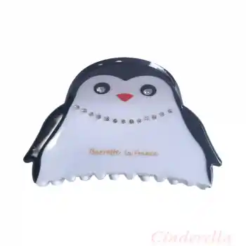 La France Penguen Lüks Asetat Orta Boy Kemik Mandal Toka 7cm - Mandallı Saç Topuz Tokası