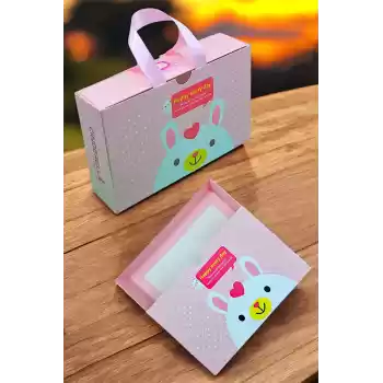 Özel Tasarım Sevimli Pembe Hediye Kutusu 12x18cm - Saten Kulplu Boş Çanta Hediyelik Toka Kutusu