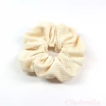 Pamuklu Yumuşak Kumaş Kadın Büyük Scrunchie Toka Krem - Rahat Simit Lastik Saç Tokası