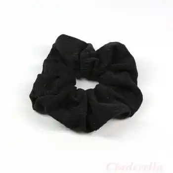 Pamuklu Yumuşak Kumaş Kadın Büyük Scrunchie Toka Siyah - Rahat Simit Lastik Saç Tokası