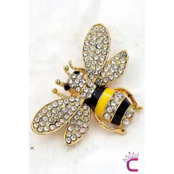 RhineStone Taşlı Tasarım Kadın Arı Broş - Hediyelik Aksesuar Elbise Ceket Yaka İğnesi Arılı Broş