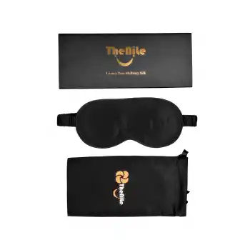 Sertifikalı %100 Saf İpek Uyku Maskesi Siyah - Seyahat Taşıma Kılıflı Terletmez İpek Uyku Göz Bandı