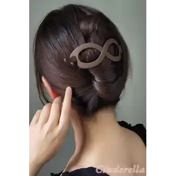 Sonsuz Şekilli Kadın Bahar Saç Tokası Kahverengi - Sade ve Şık Klipsli Saç Topuz Tokası