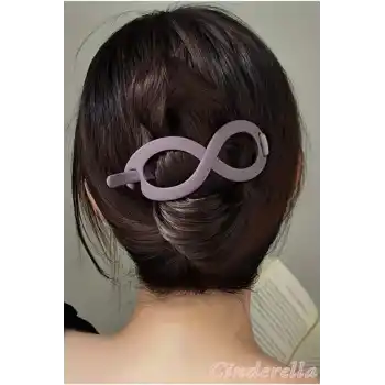 Sonsuz Şekilli Kadın Bahar Saç Tokası Mürdüm - Sade ve Şık Klipsli Saç Topuz Tokası