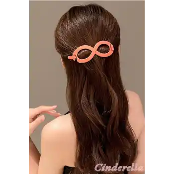 Sonsuz Şekilli Kadın Bahar Saç Tokası Turuncu - Sade ve Şık Klipsli Saç Topuz Tokası