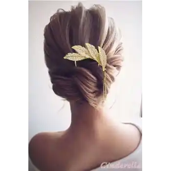 Tüy Tasarım Sallantılı İncili Metal Topuz Tokası - Anne Öğretmen Arkadaş Hediyelik Saç Aksesuarı