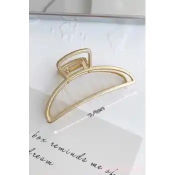 Yarım Ay Model Kadın Gold Metal Mandal Toka - Orta Boy Sıkı Toplayan Lüks Mandal Saç Tokası