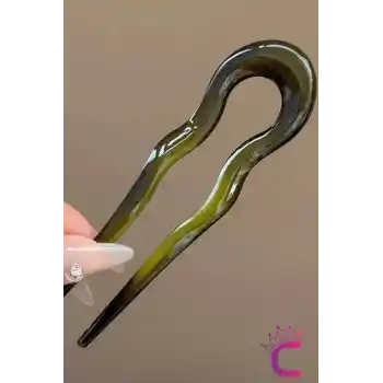 Yeşil Geometrik Tasarım Asetat Kadın Saç Topuz Tokası 12.5 cm - Çubuk Toka Saç Çubuğu Aksesuar