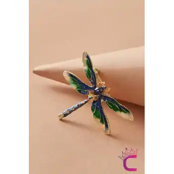 Zarif Rhinestone Taşlı Tasarım Yusufçuk Broş - Hediyelik Çanta Elbise Ceket Yaka İğnesi Broş