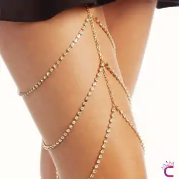 Zarif Zirkon Taşlı Bacak Zinciri Gold - Bride To Be Jartiyer Gelinlik Bacak Aksesuarı