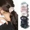 %100 Saf Dut İpek Kadın Scrunchie Saç Tokası Lacivert - Yumuşak Rahat Uyku için Simit Lastikli Toka