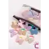 10lu Çantalı Yumuşak Acıtmaz Havlu Lastikli Simli Kelebekli Kız Çocuk Bebek Lastik Saç Toka Seti