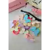 10lu Çantalı Yumuşak Acıtmaz Havlu Lastikli Simli Kelebekli Kız Çocuk Bebek Lastik Saç Toka Seti