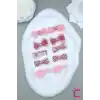 10lu Çanta Kutulu Hediyelik Kız Bebek Kurdele Fiyonk Toka Seti Pembe - Çocuk Astarlı Pens Saç Tokası
