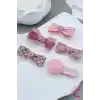 10lu Çanta Kutulu Hediyelik Kız Bebek Kurdele Fiyonk Toka Seti Pembe - Çocuk Astarlı Pens Saç Tokası