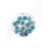 10lu Mini Kristal Taşlı Çiçek Tasarım Firkete Toka Açık Mavi - Doğum Günü Parti Saç Aksesuarı