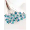 10lu Mini Kristal Taşlı Çiçek Tasarım Firkete Toka Açık Mavi - Doğum Günü Parti Saç Aksesuarı