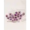 10lu Mini Kristal Taşlı Çiçek Tasarım Firkete Toka Açık Mor - Düğün Kına Saç Aksesuarı Topuz Tokası