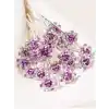 10lu Mini Kristal Taşlı Çiçek Tasarım Firkete Toka Açık Mor - Düğün Kına Saç Aksesuarı Topuz Tokası