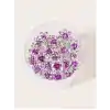 10lu Mini Kristal Taşlı Çiçek Tasarım Firkete Toka Açık Mor - Düğün Kına Saç Aksesuarı Topuz Tokası