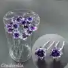 10lu Mini Kristal Taşlı Çiçek Tasarım Firkete Toka Mor - Düğün Nikah Söz Saç Aksesuarı Topuz Tokası