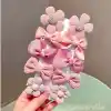10lu Papatya Kurdele Fiyonk Model Çocuk Lastik Toka Seti Pembe - Lastikli Saç Tokası Model-7