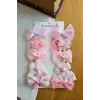 10lu Pembe Kız Bebek Astarlı Pens Toka Seti - İncili Fiyonk Kurdeleli Tüllü Çiçekli Saç Tokası