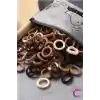 100lü Günlük Kahve Tonlu Çantalı Küçük Lastik Toka Seti - Kız Çocuk Yumuşak Lastikli Saç Tokası