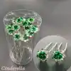 10lu Mini Kristal Taşlı Çiçek Tasarım Firkete Toka Yeşil - Doğum Günü Parti Balo Saç Süsü Süsleme