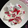 11li Hediyelik Kutulu Hello Kitty Toka Seti Kırmızı- Kız Çocuk Bebek Saç Tokası Doğum Günü Hediyesi